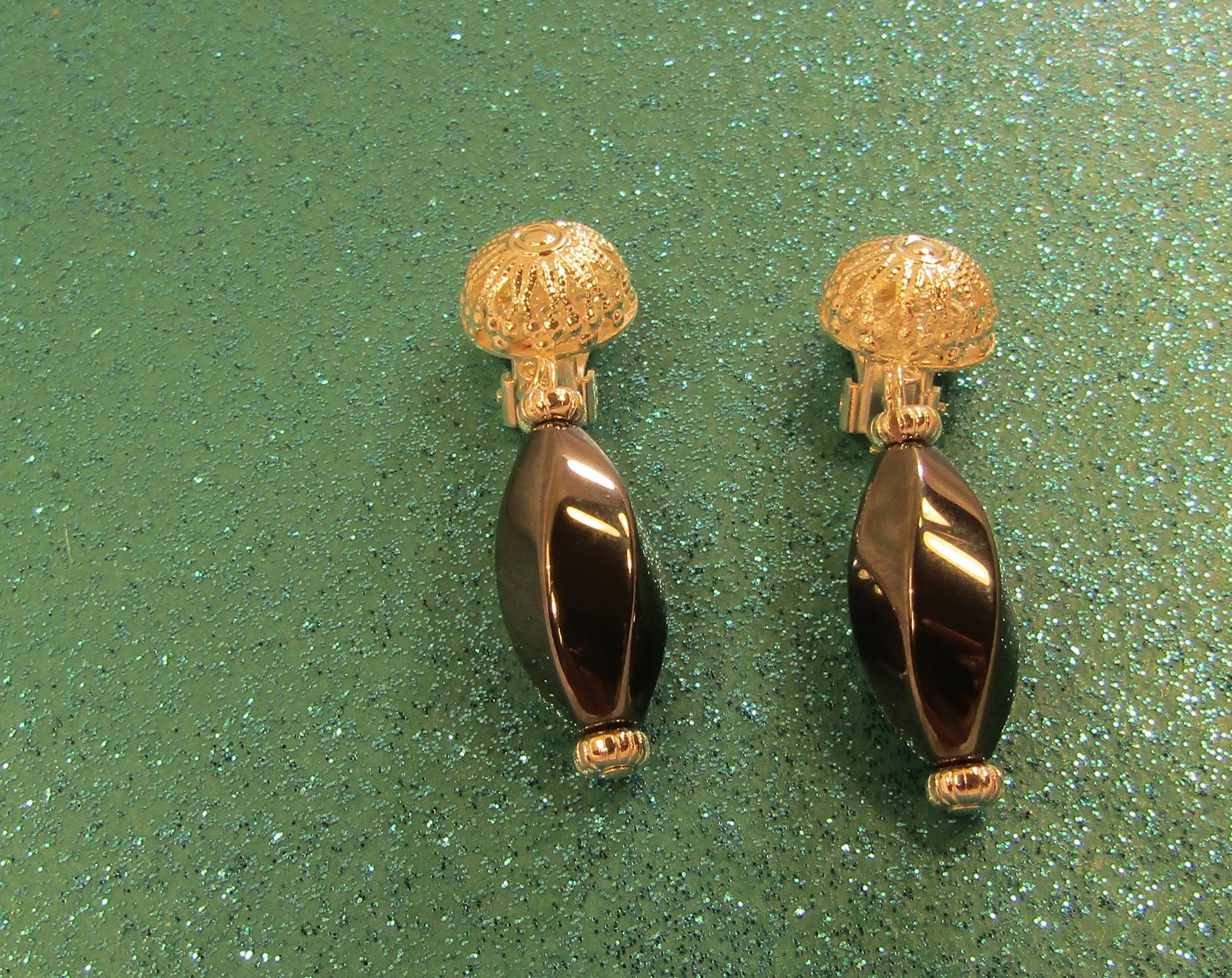 Twisted Hemalyke silver filigree clip-on earrings