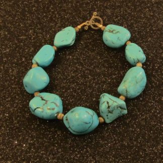 Medium Turquoise nuggets and silver bead Bracelet