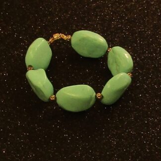 Large Green turquoise nugget bracelet