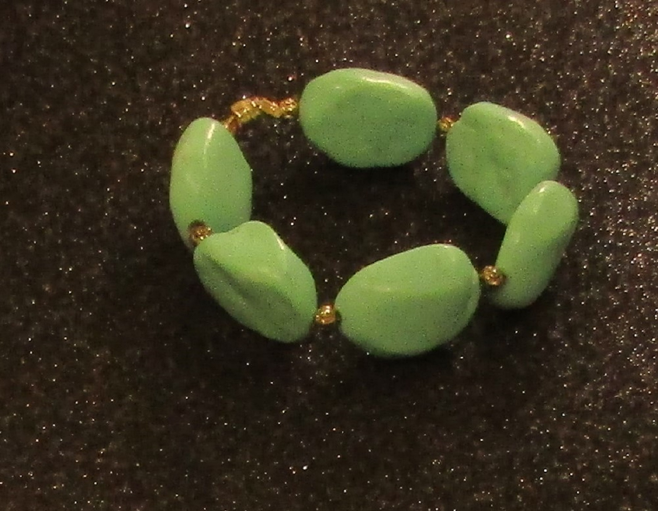 Large Green Blue Turquoise Nugget and silver magnetic clasp Bracelet