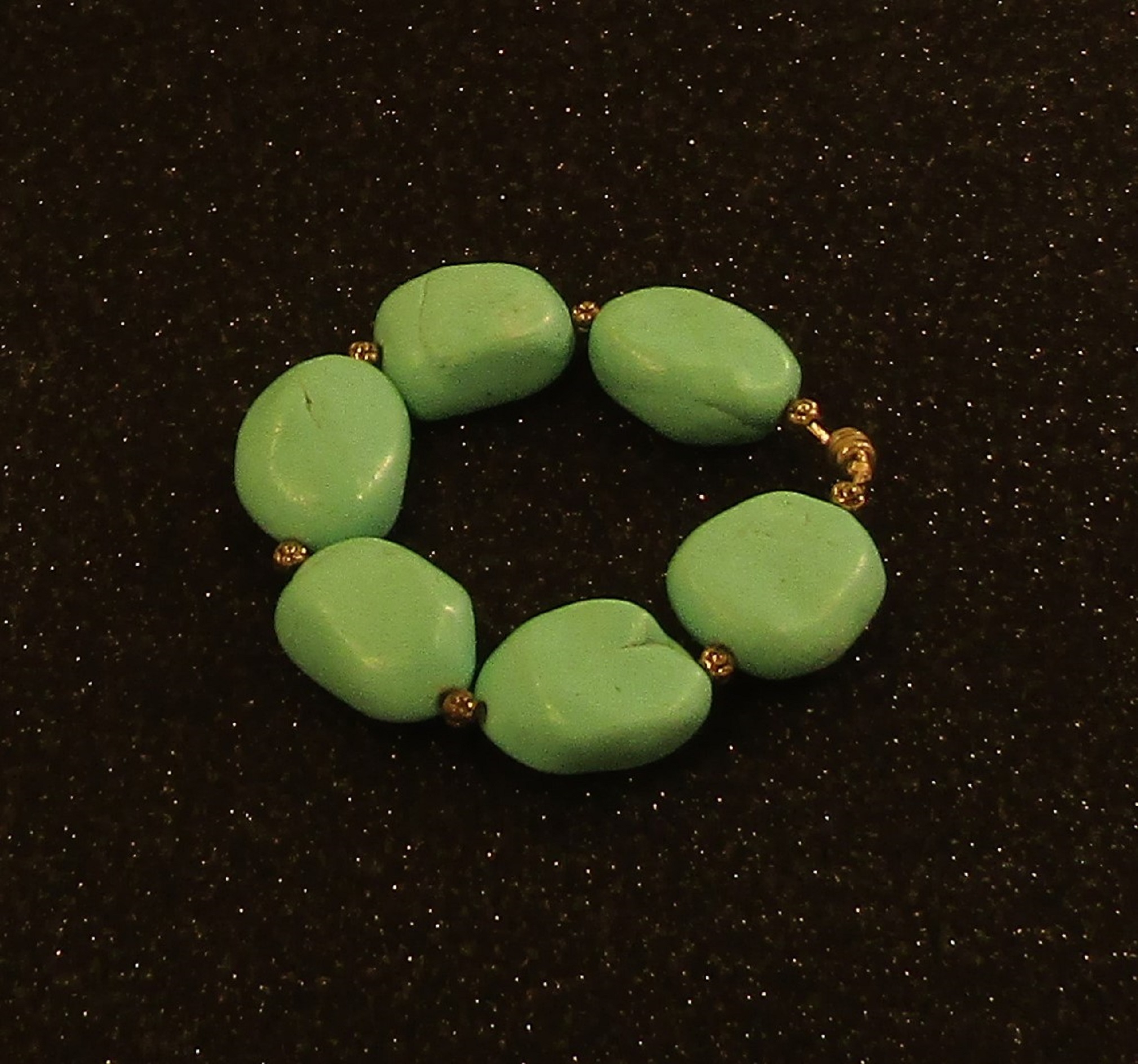 Large Green Blue Turquoise Nugget and silver magnetic clasp Bracelet