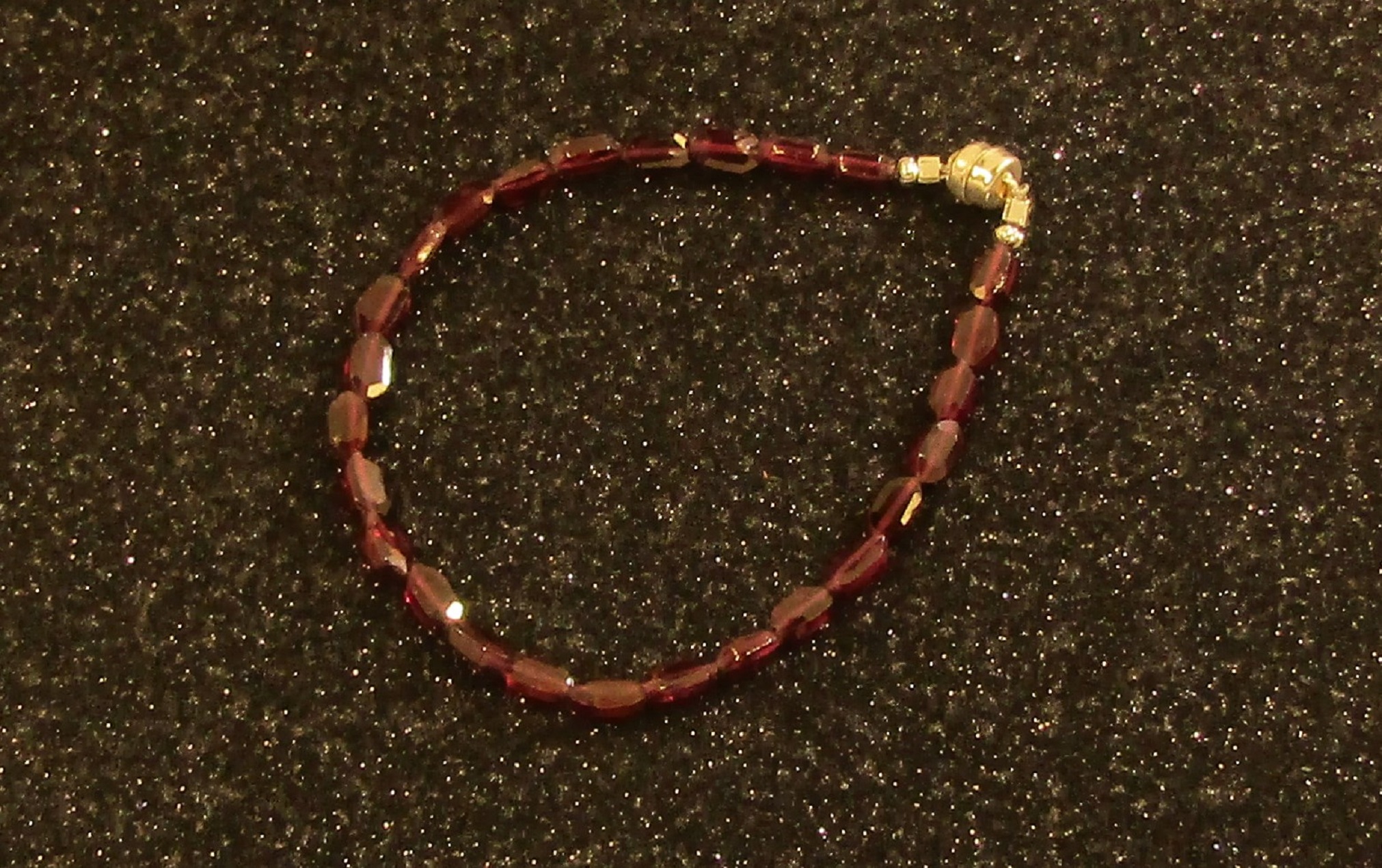 Faceted Red Garnet gemstone Bracelet with Magnetic Clasp