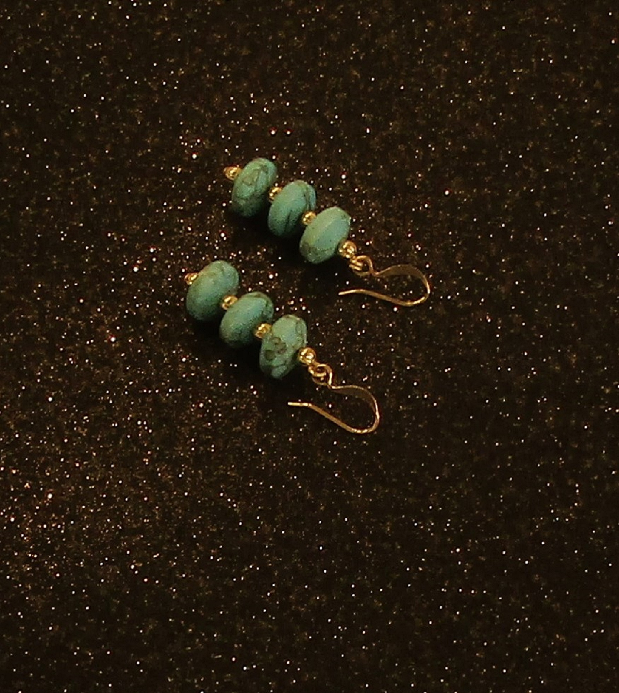 Triple Turquoise Discs and Silver Earrings
