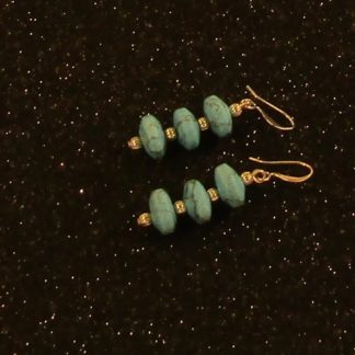 Triple Turquoise Discs and Silver beads Earrings