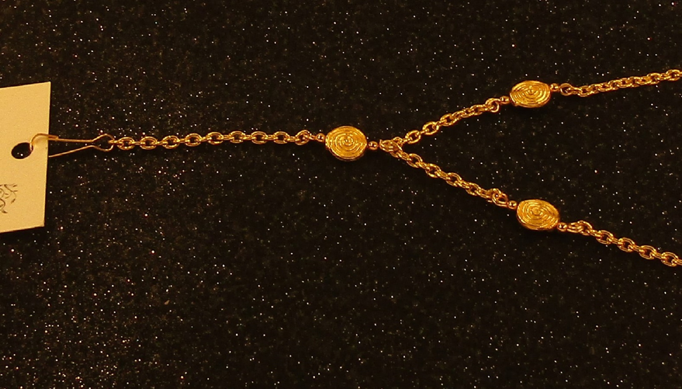 Gold swirls and Gold Chain Badge Holder Necklace