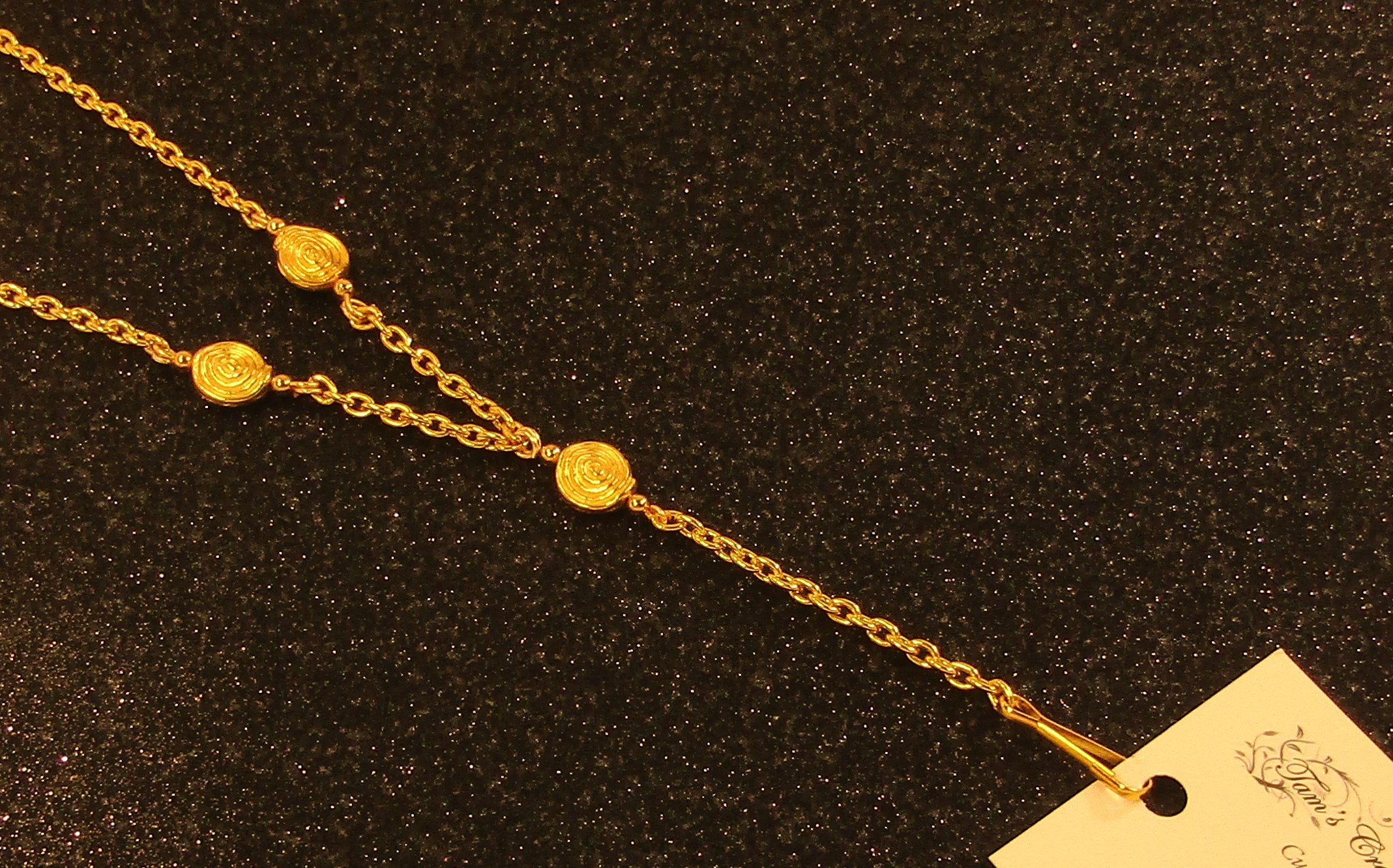 Gold swirls and Gold Chain Badge Holder Necklace