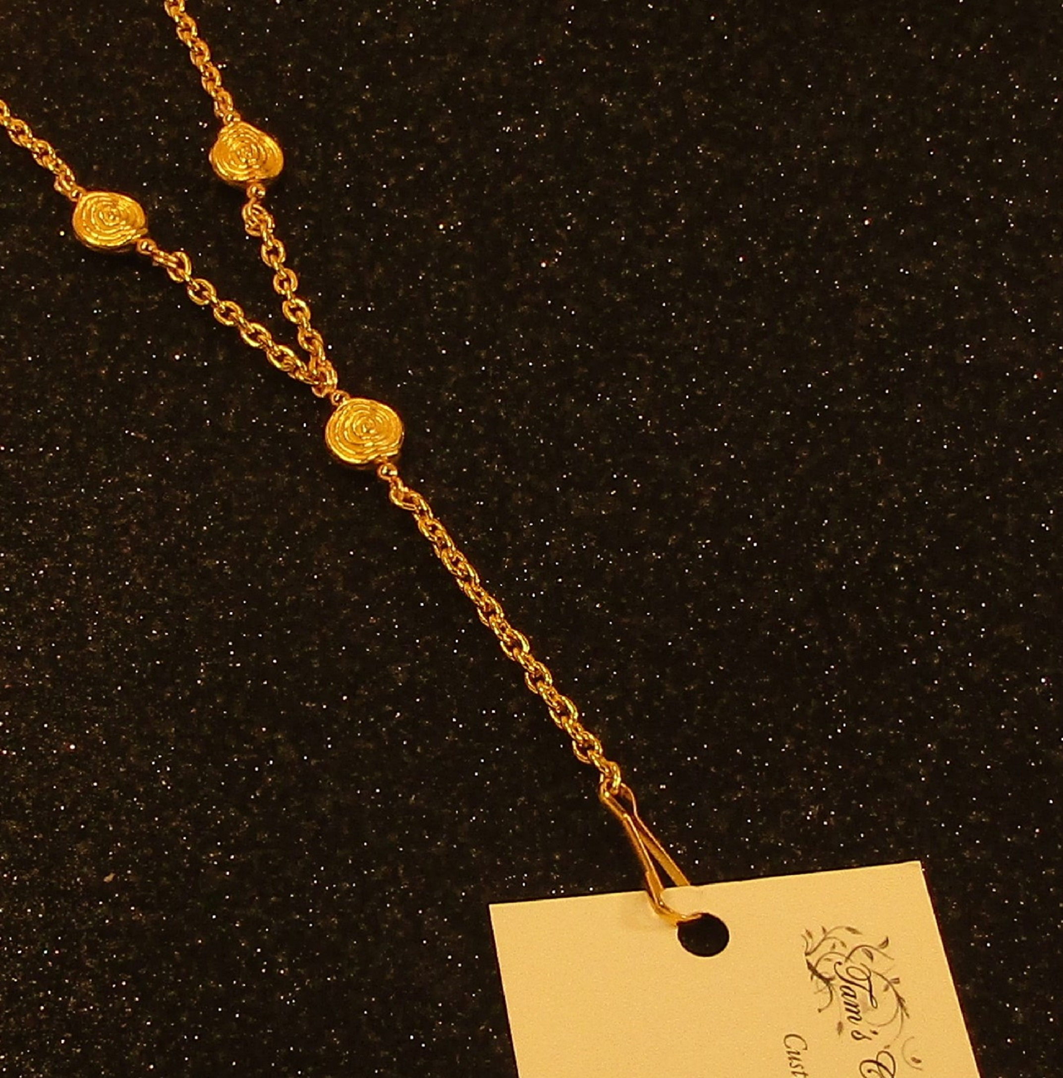 Gold swirls and Gold Chain Badge Holder Necklace