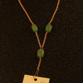Green Aventurine and Gold Chain Badge holder lanyard