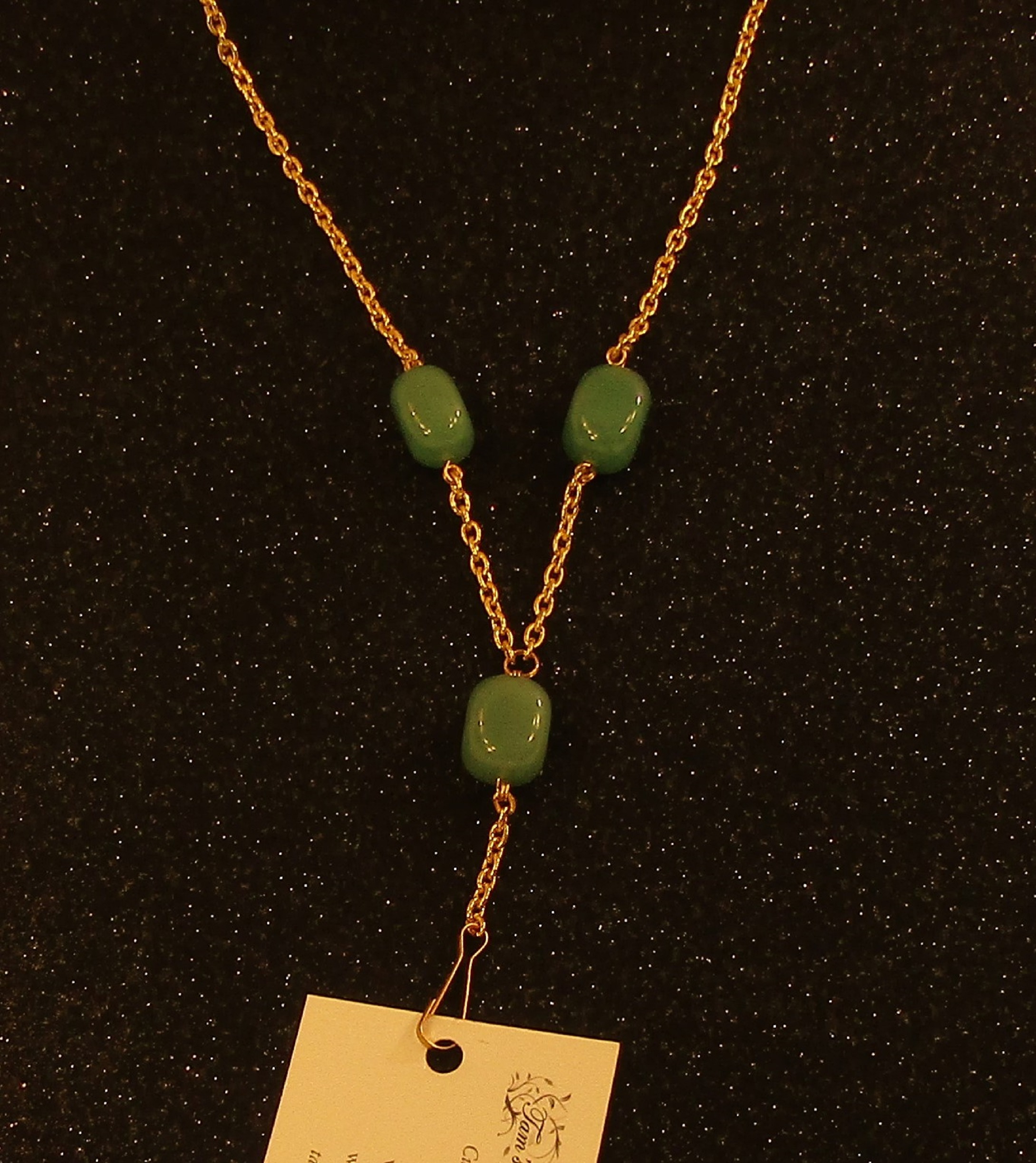 Green Aventurine and Gold Chain Badge holder lanyard