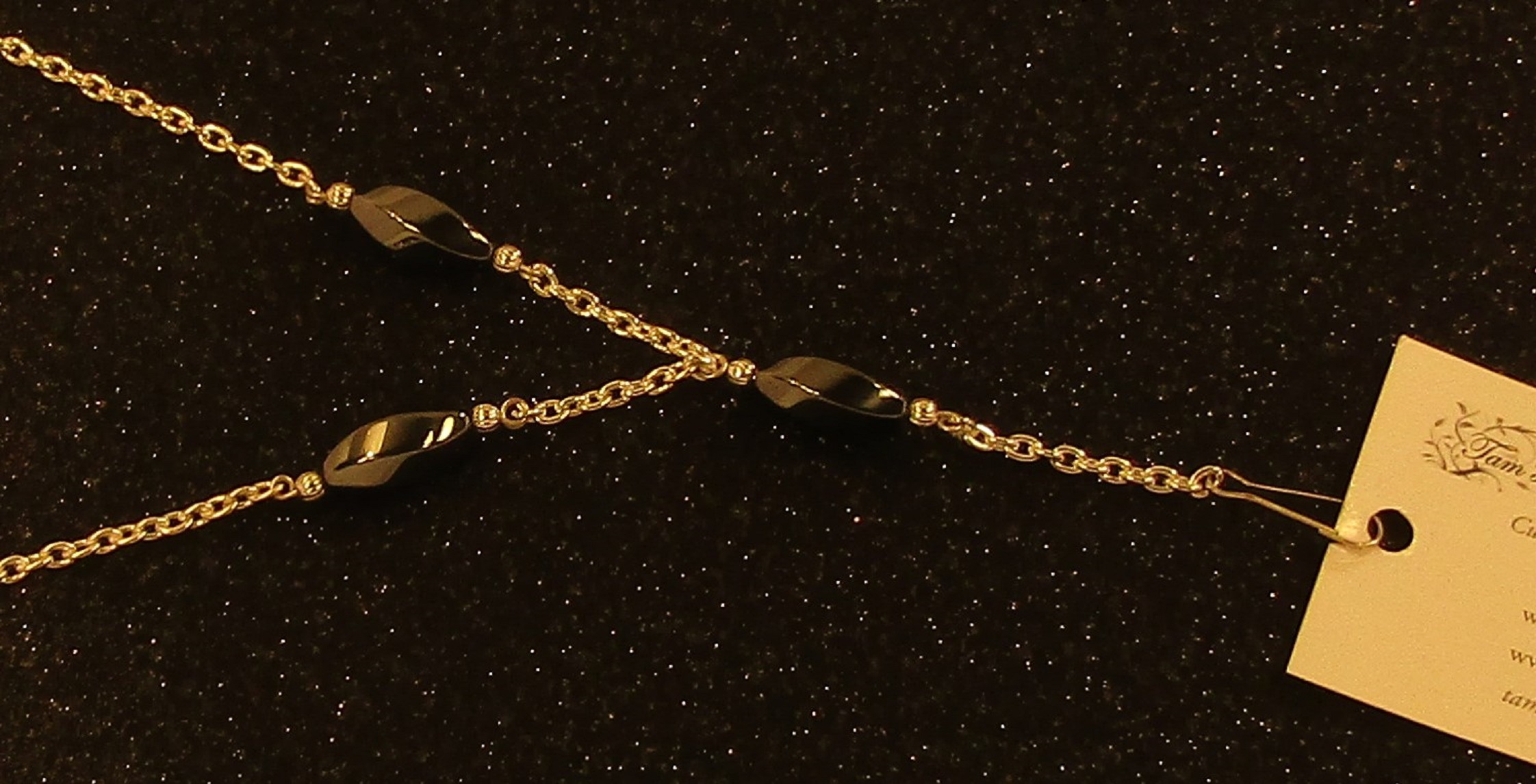 Large Twisted Black Hemalyke Beads with Silver Chain badge-holder Lanyard Necklace