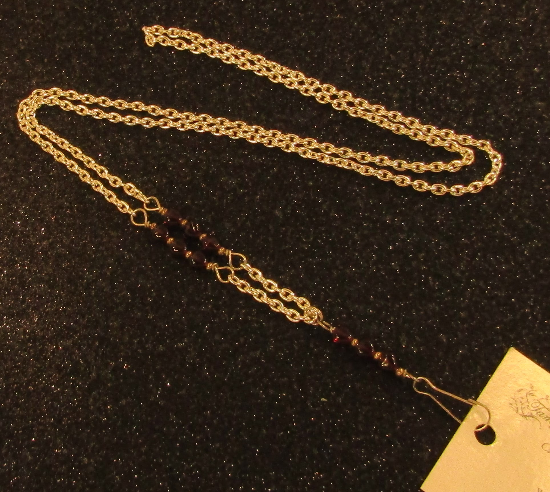 Triple Garnet Hearts and Silver Chain Badge holder Lanyard