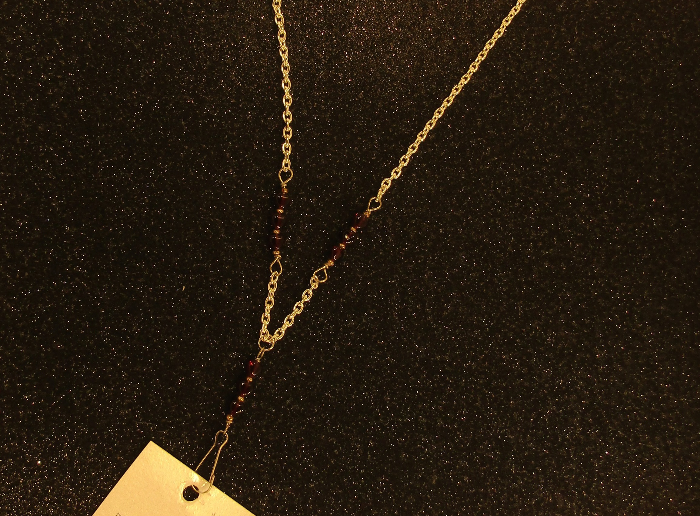Triple Garnet Hearts and Silver Chain Badge holder Lanyard