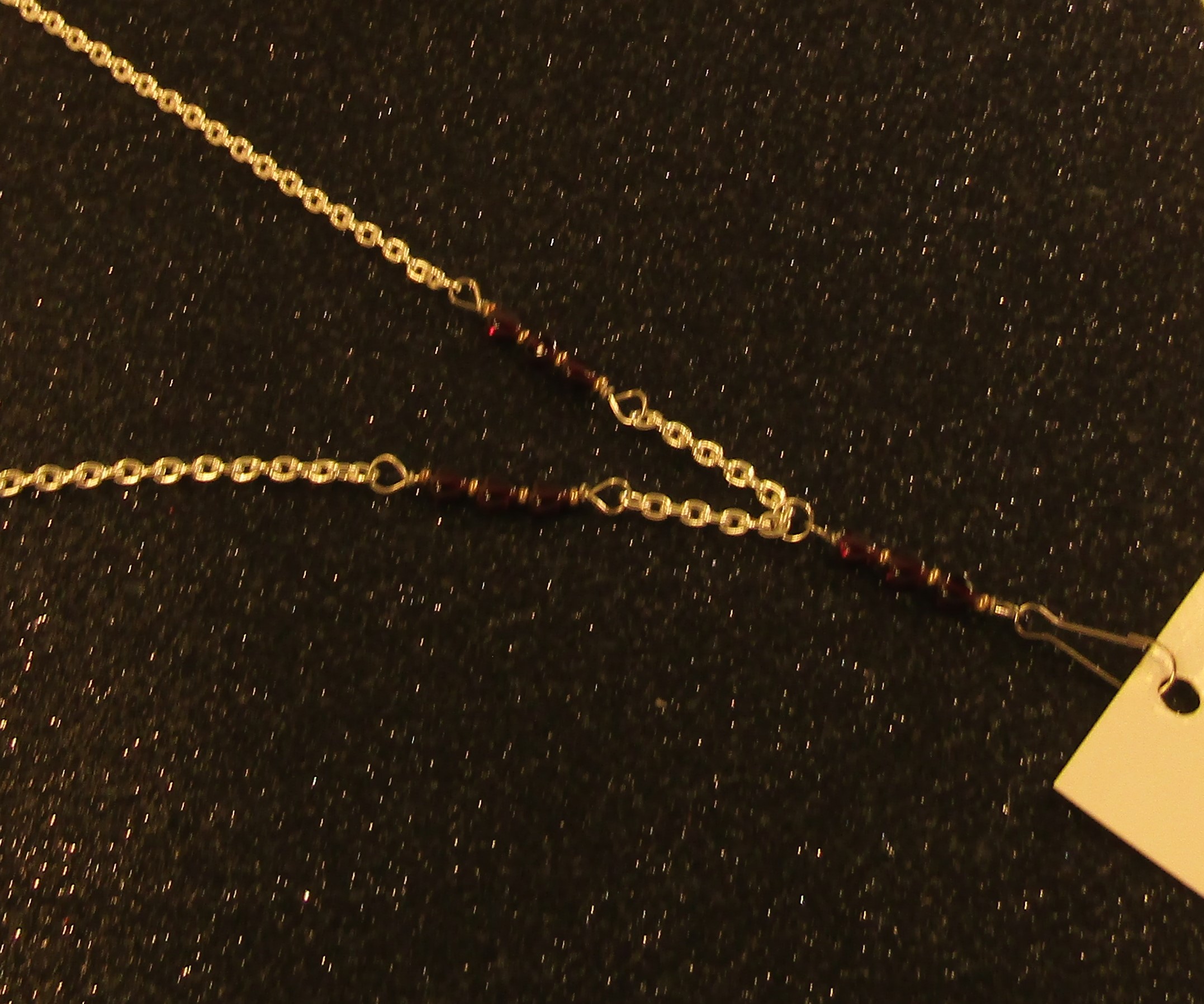 Triple Garnet Hearts and Silver Chain Badge holder Lanyard