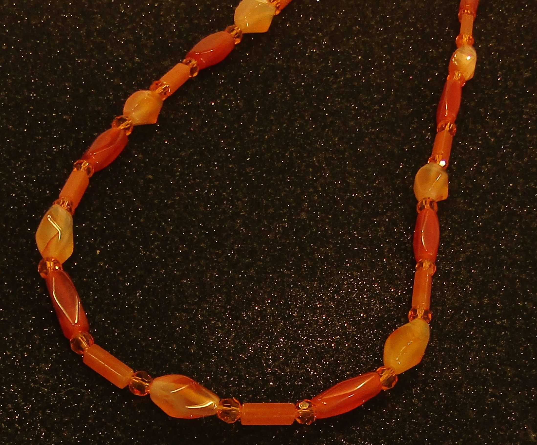 Red Aventurine and Carnelian necklace with Orange Crystals