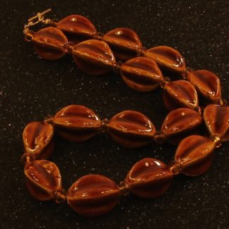 Dark Honey fluted Porcelain and crystal necklace