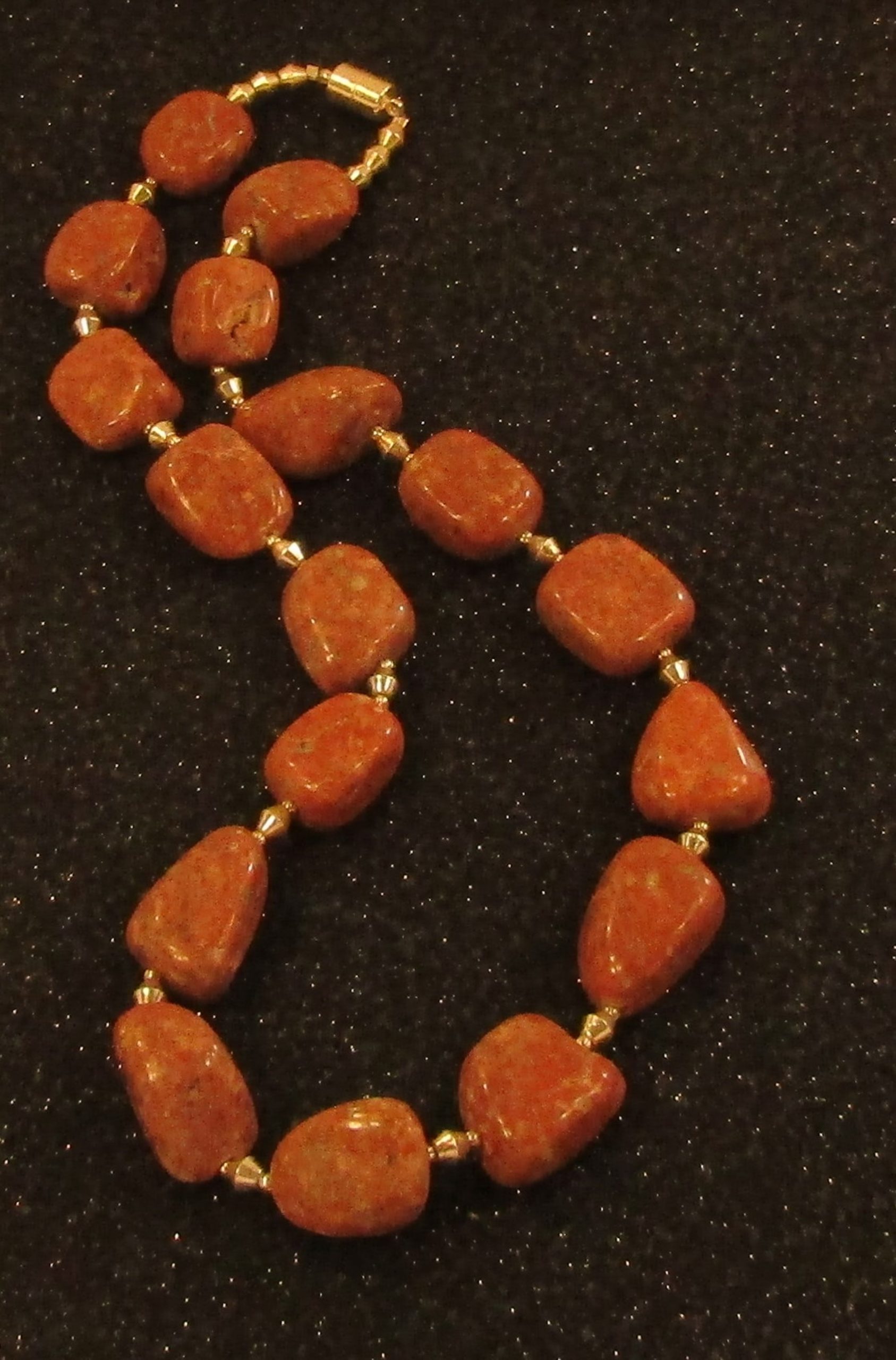 Red Jasper Nuggets and Silver Necklace with Magnetic Clasp