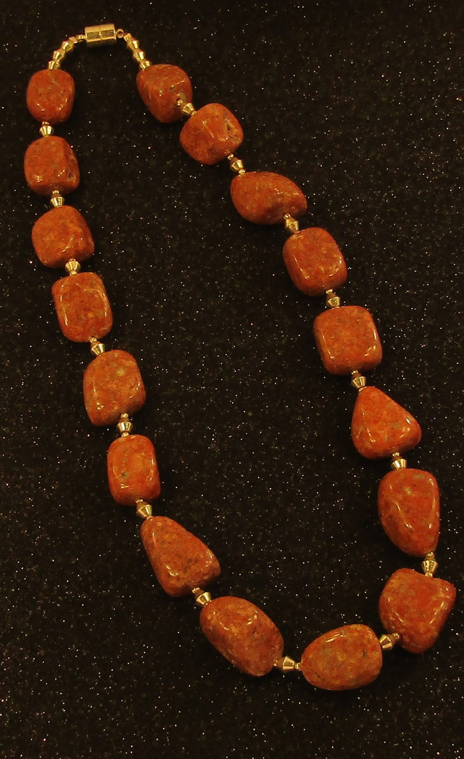 Red Jasper Nuggets and Silver Necklace with Magnetic Clasp