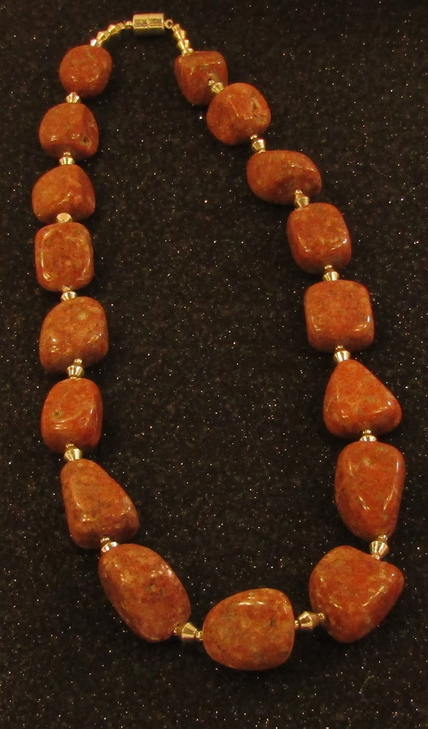 Red Jasper Nuggets and Silver Necklace with Magnetic Clasp