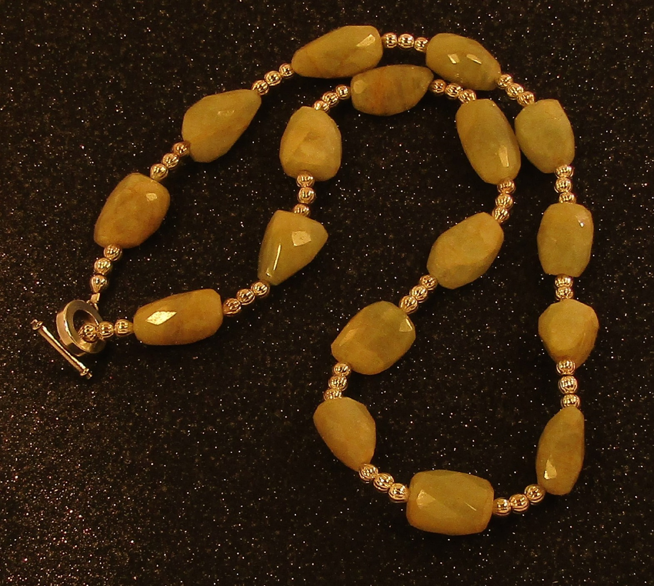 Large Faceted Green Quartz and Silver bead Necklace