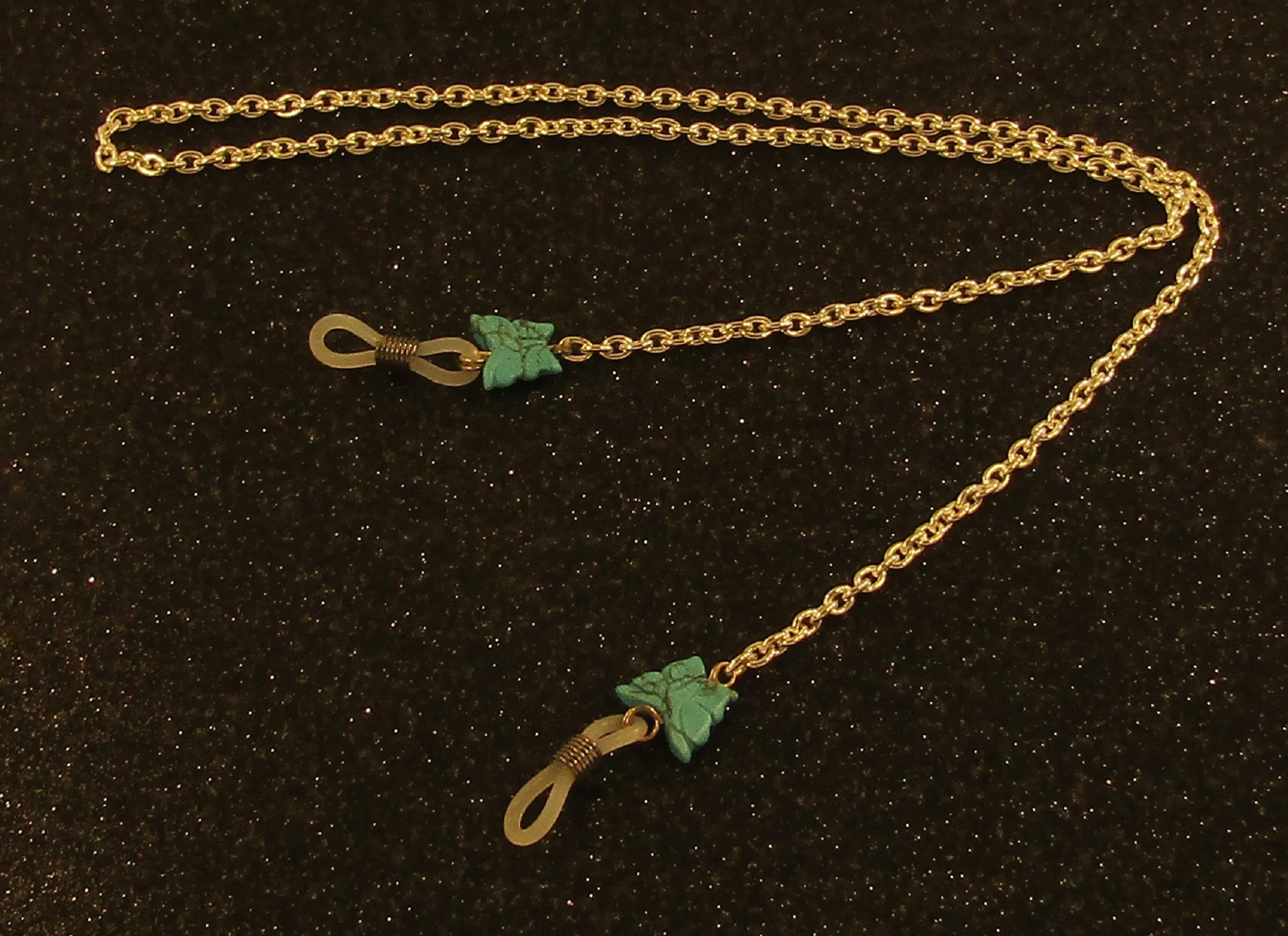 Turquoise Butterfly and Silver Chain Eyeglass Lanyard