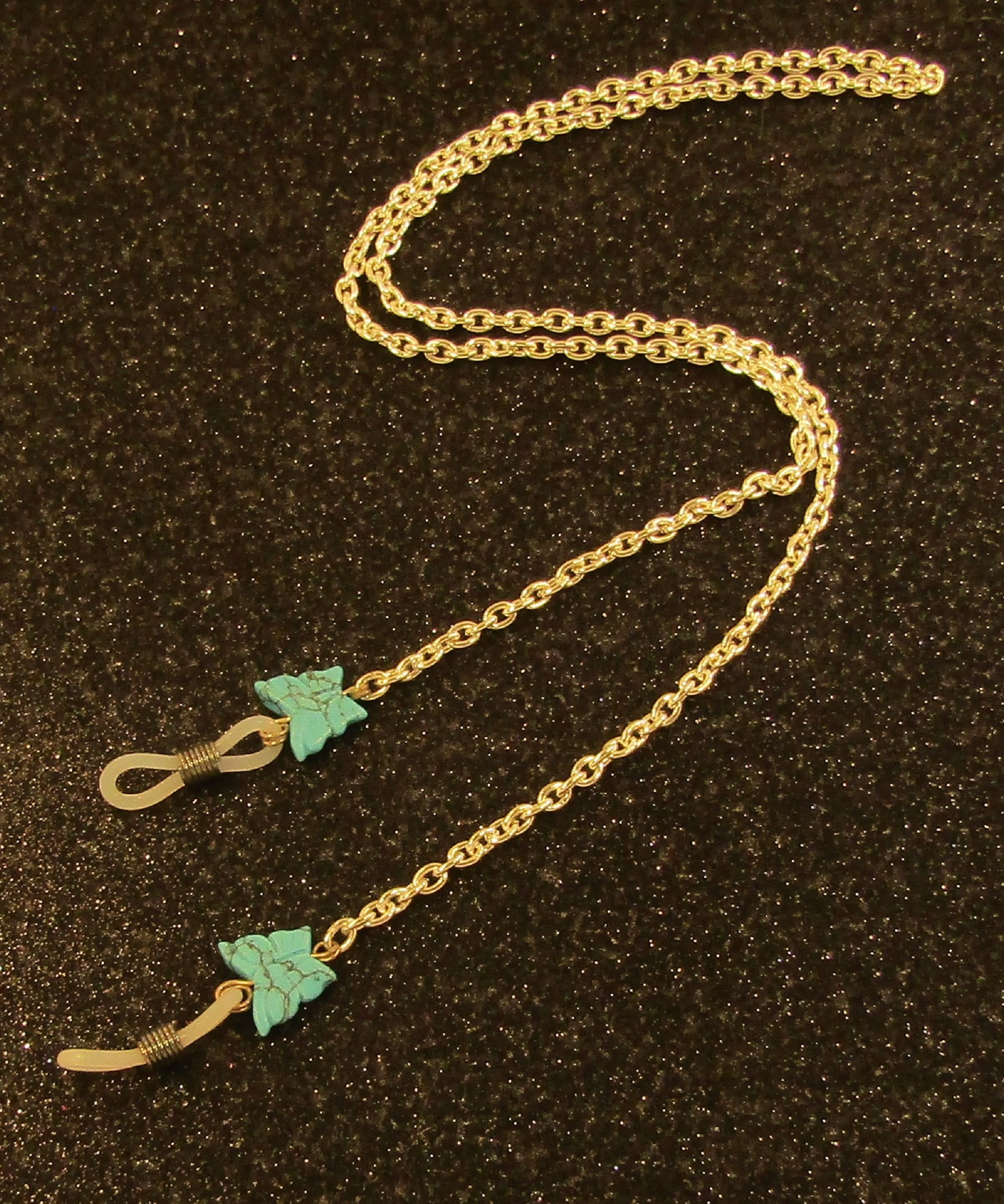 Turquoise Butterfly and Silver Chain Eyeglass Lanyard