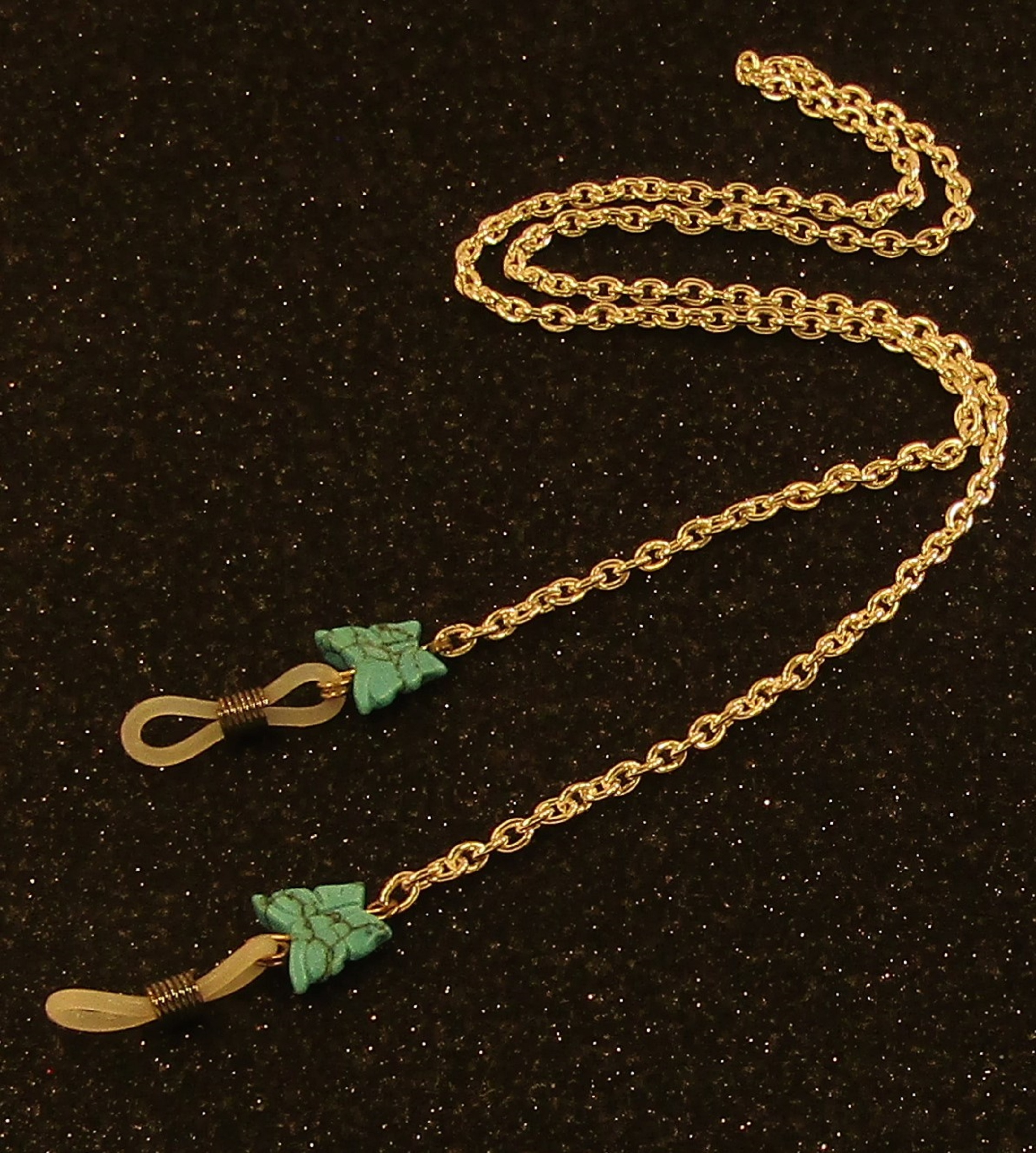Turquoise Butterfly and Silver Chain Eyeglass Lanyard