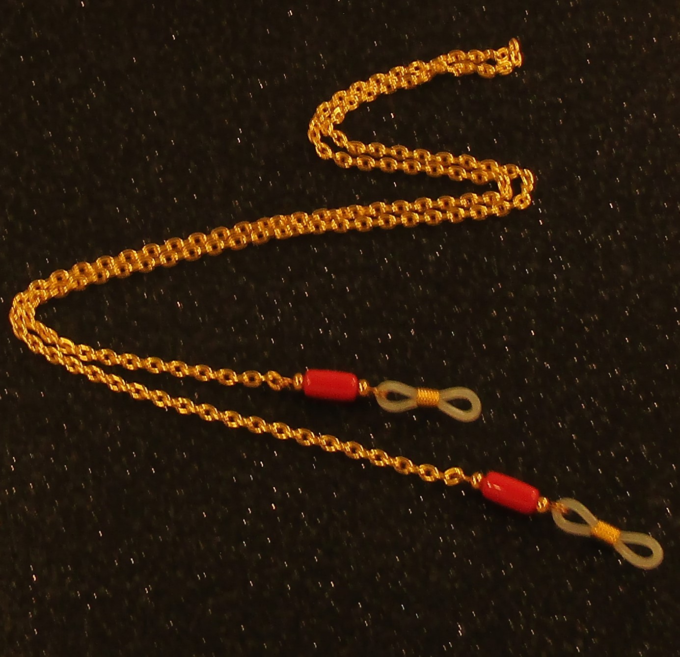 Red Coral Gemstone gold chain adjustable eyeglass Lanyard