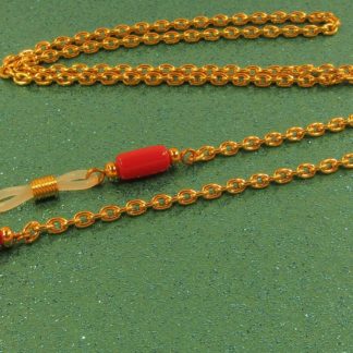 red coral gold chain eyeglass lanyard