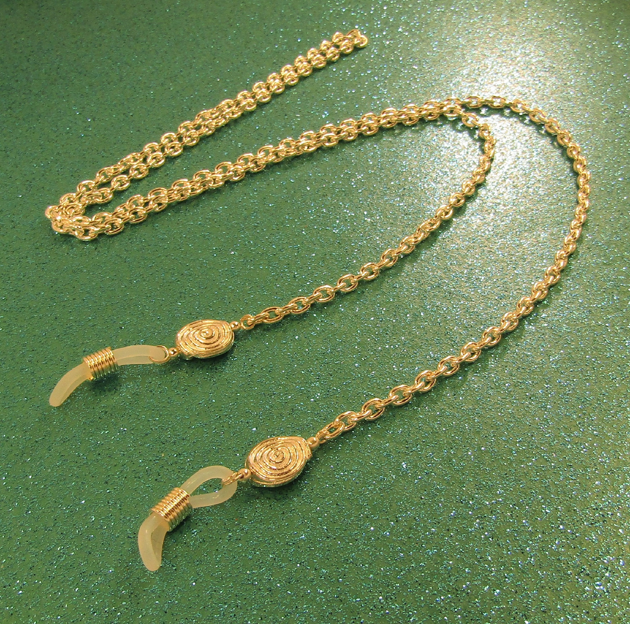 silver swirls and silver chain eyeglass lanyard