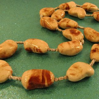 Creamy brown swirls porcelain and silver beads Necklace