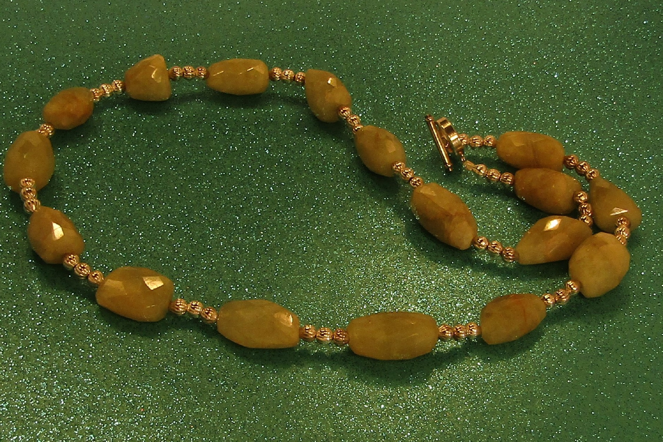 Large Faceted Green Quartz Nuggets and Silver Beads Necklace
