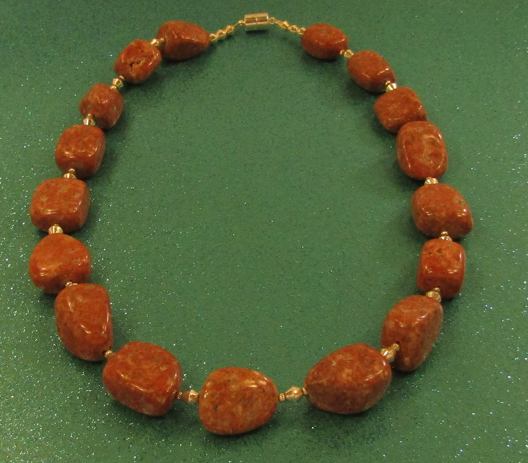 Red Jasper Nuggets and Silver Necklace with Magnetic Clasp