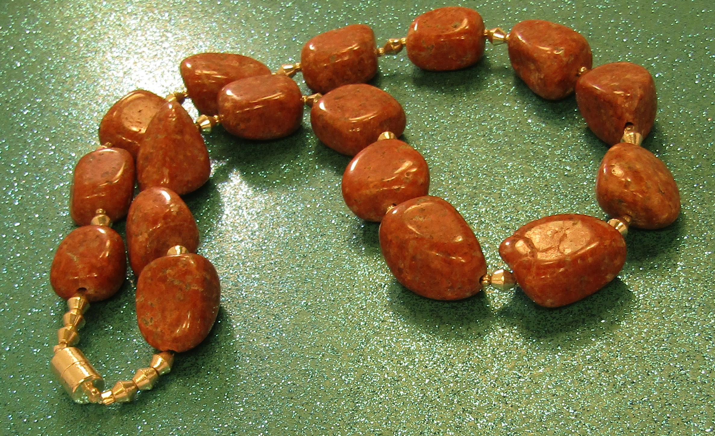 Red Jasper Nuggets and Silver Necklace