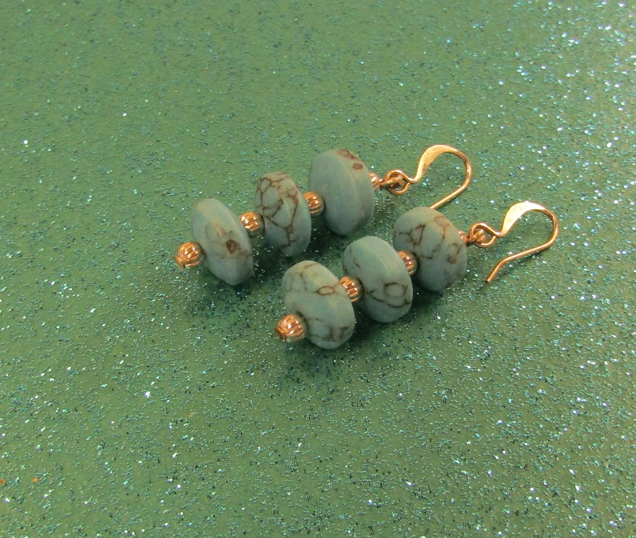 Triple Turquoise Discs and Silver Earrings