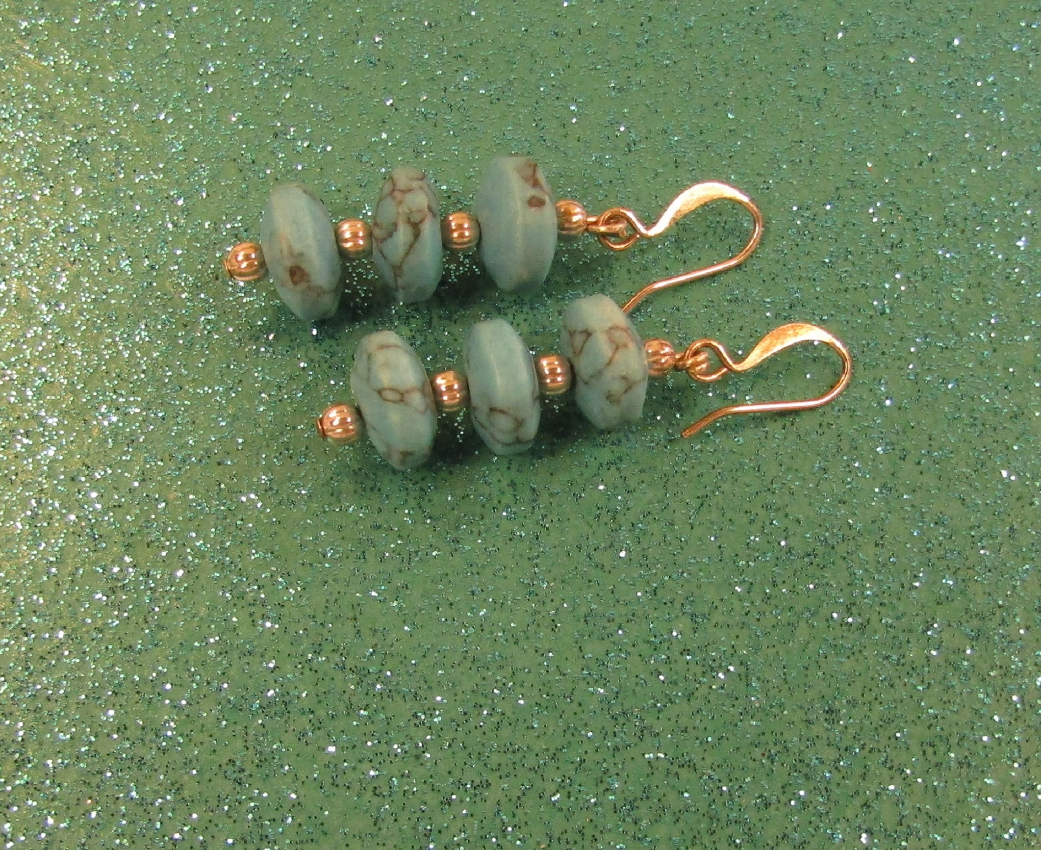 Triple Turquoise Discs and Silver Earrings