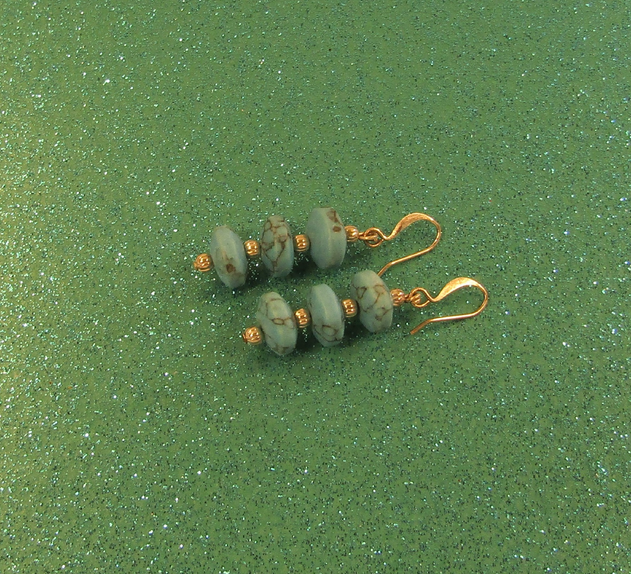 Triple Turquoise Discs and Silver Earrings
