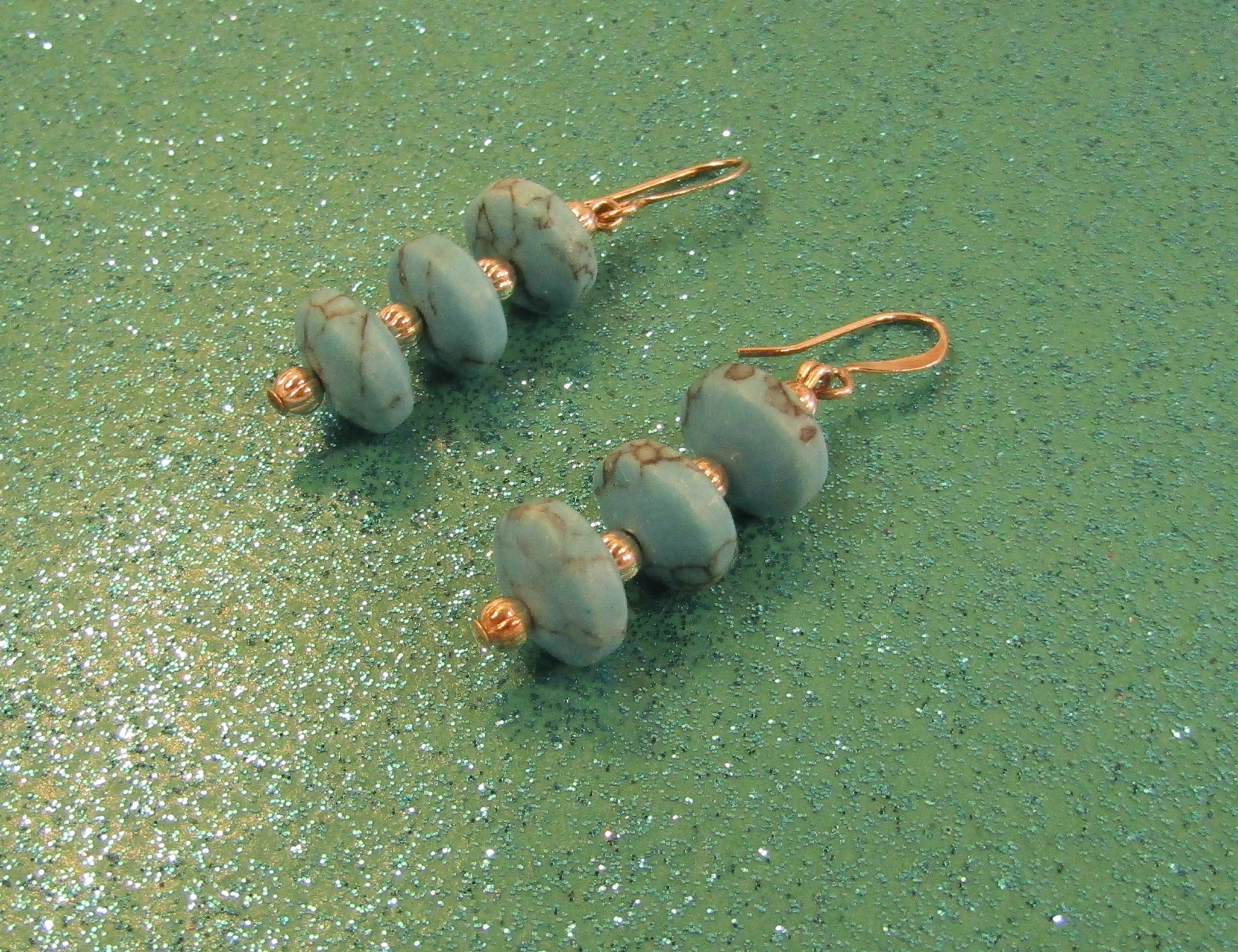 Triple Turquoise Discs and Silver Earrings
