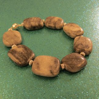 Grey swirled Black Marble and silver Bracelet