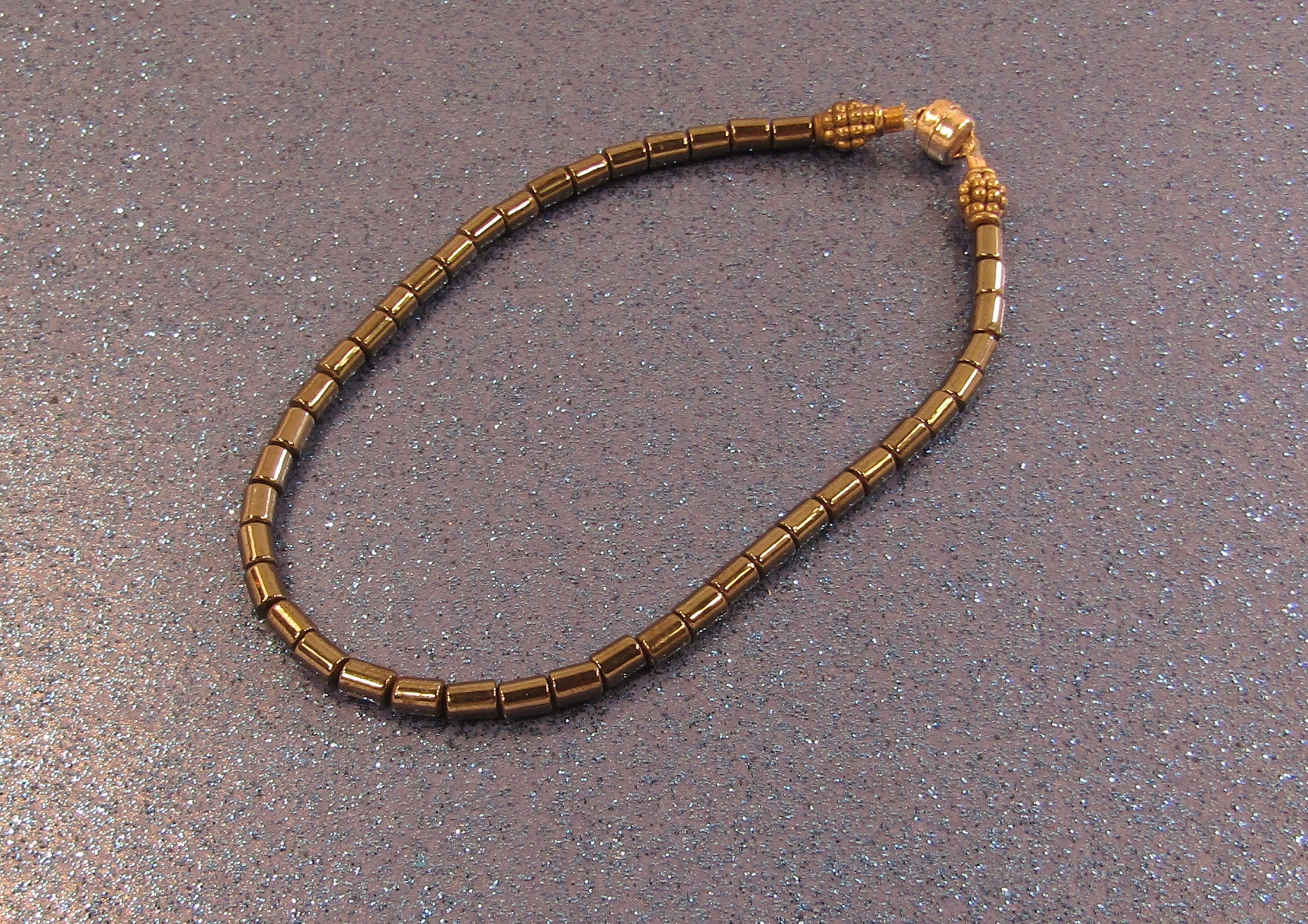 Black Hemalyke and Silver Beads Bracelet with Magnetic Clasp