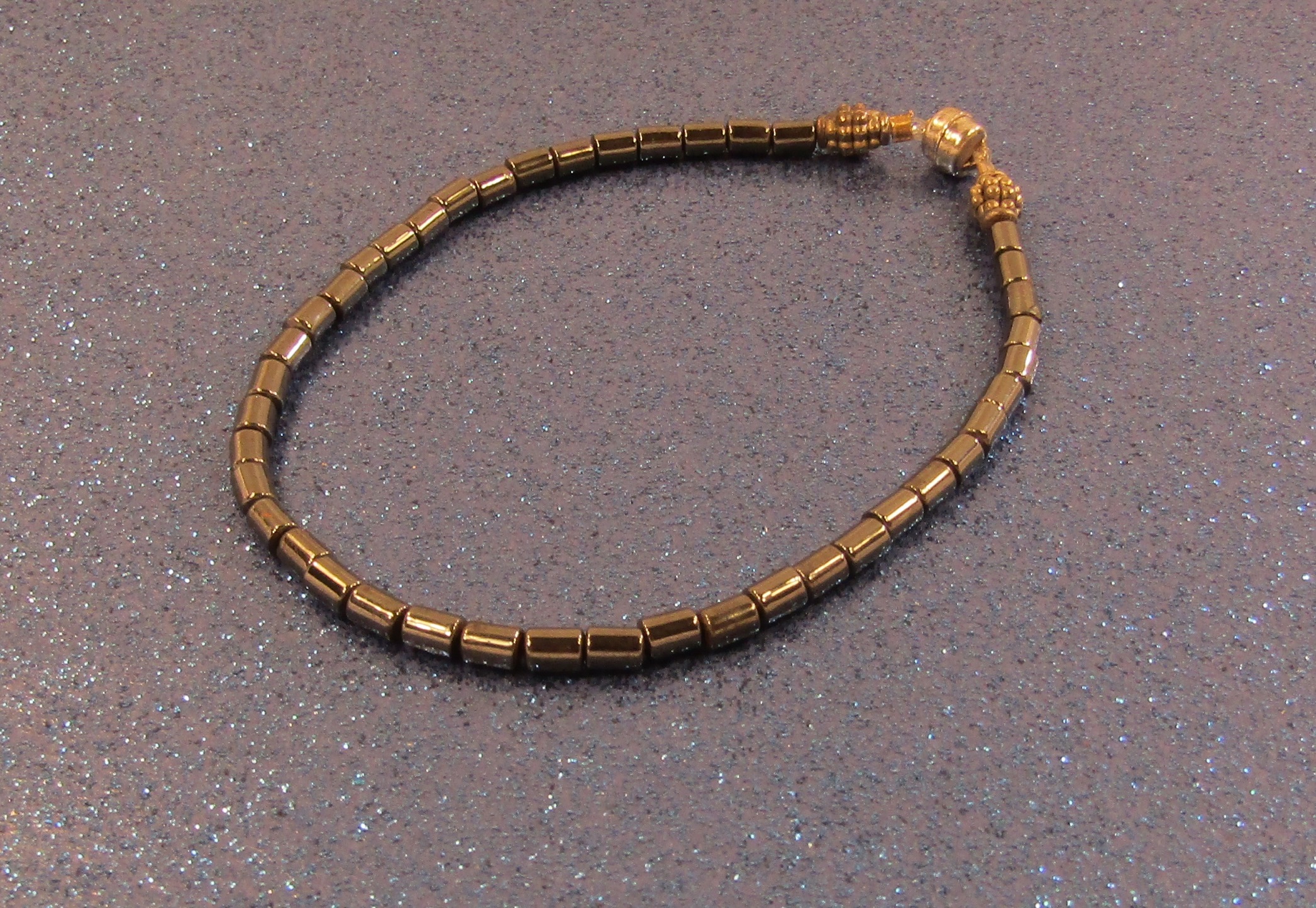 Black Hemalyke and Silver Beads Bracelet with Magnetic Clasp