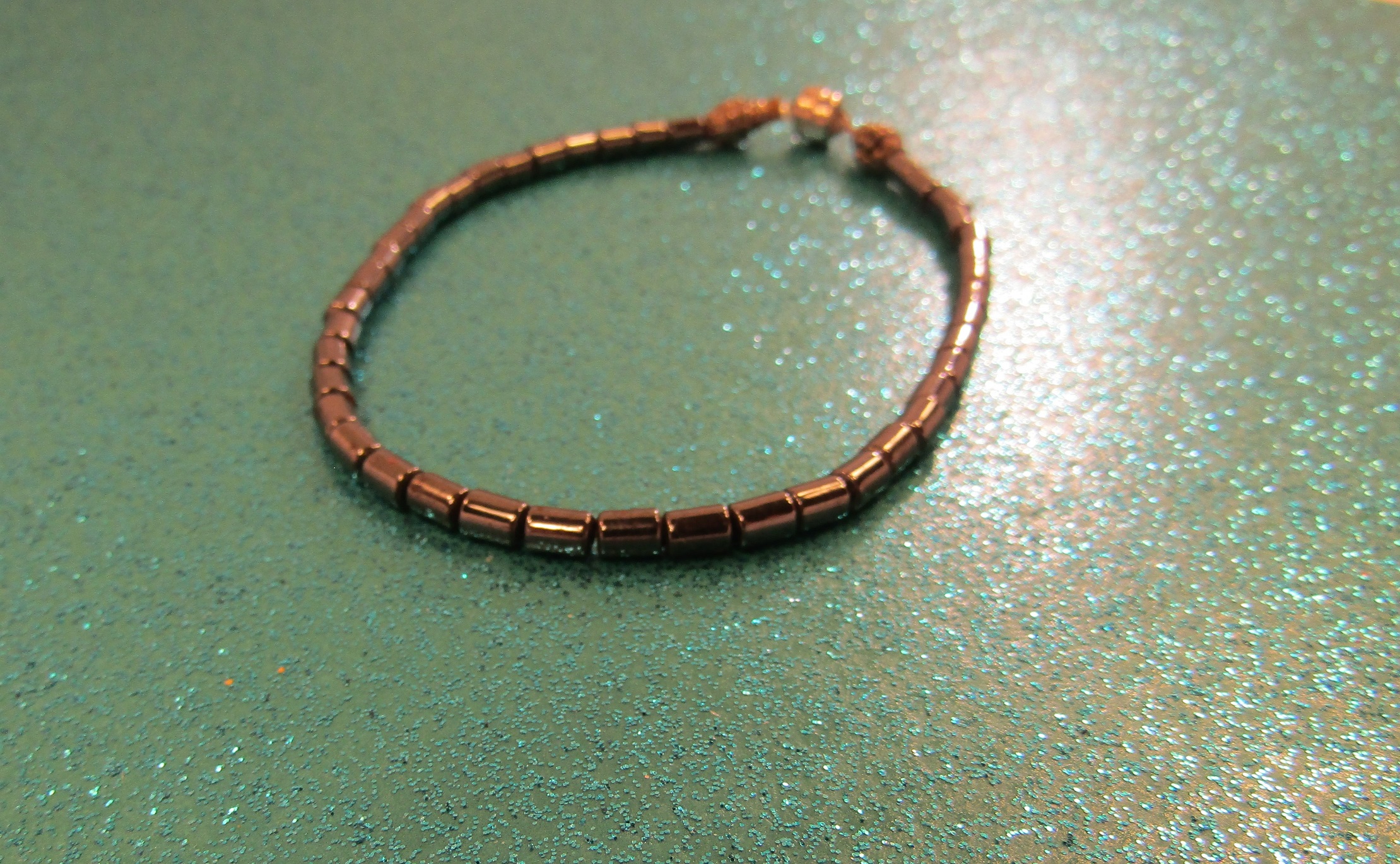 Black Hemalyke and Silver Beads Bracelet with Magnetic Clasp