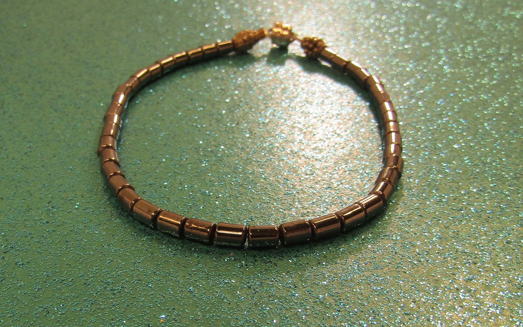 Black Hemalyke and Silver Beads Bracelet with Magnetic Clasp