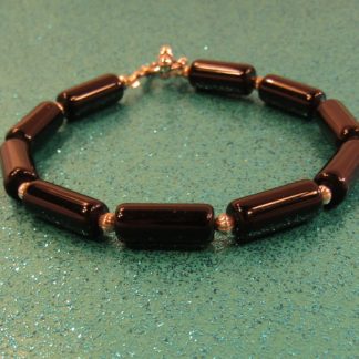 Blackstone Cylinder and silver beads Bracelet