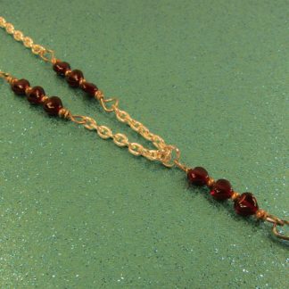 Triple Garnet Hearts and Silver Chain Badge Holder Necklace
