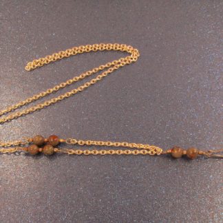 Bloodstone Gemstone Beads and Silver Chain Badge holder Lanyard