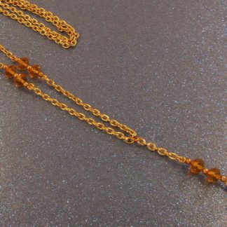 Brown Faceted Crystal Gold Chain badge holder