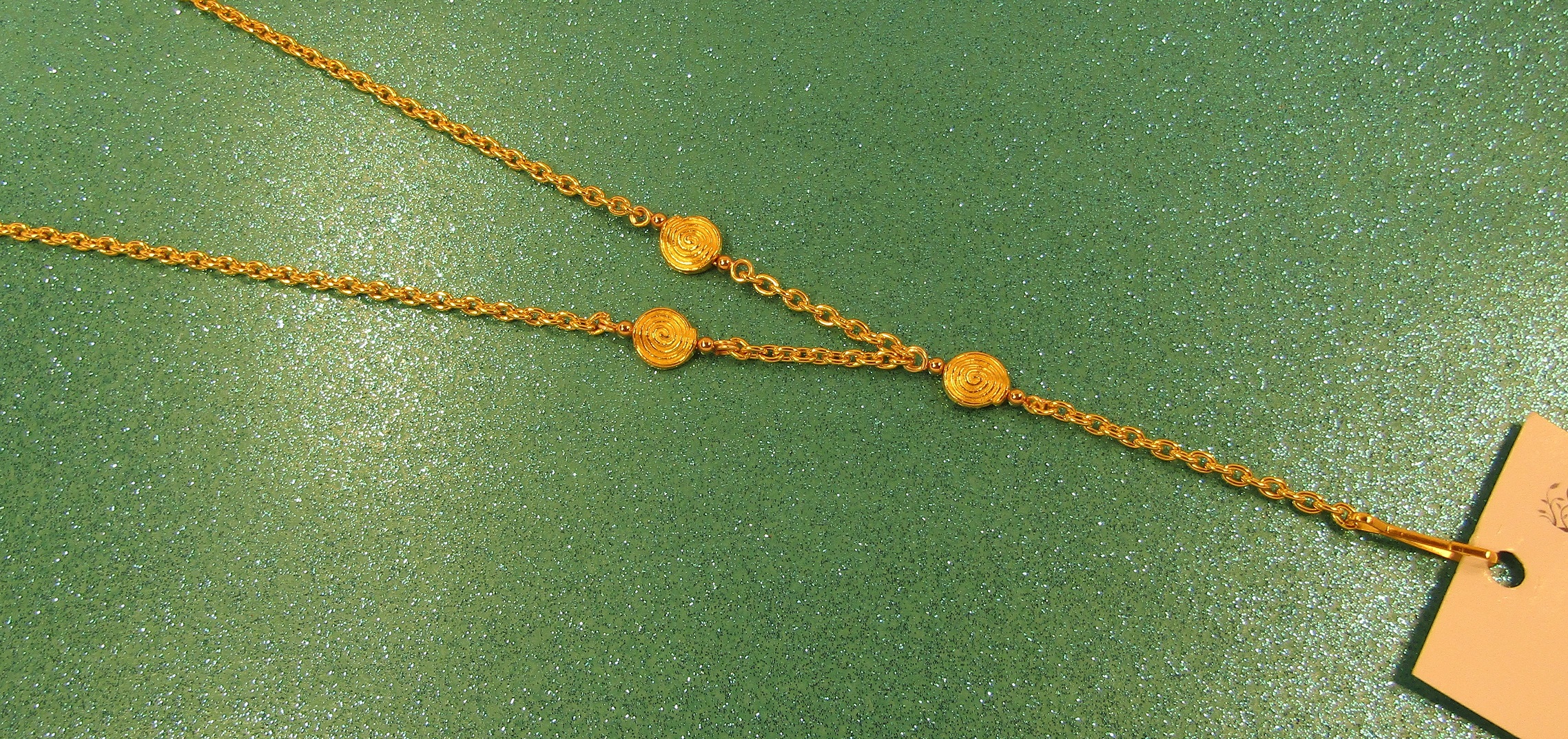 Gold swirls and Gold Chain Badge Holder Necklace
