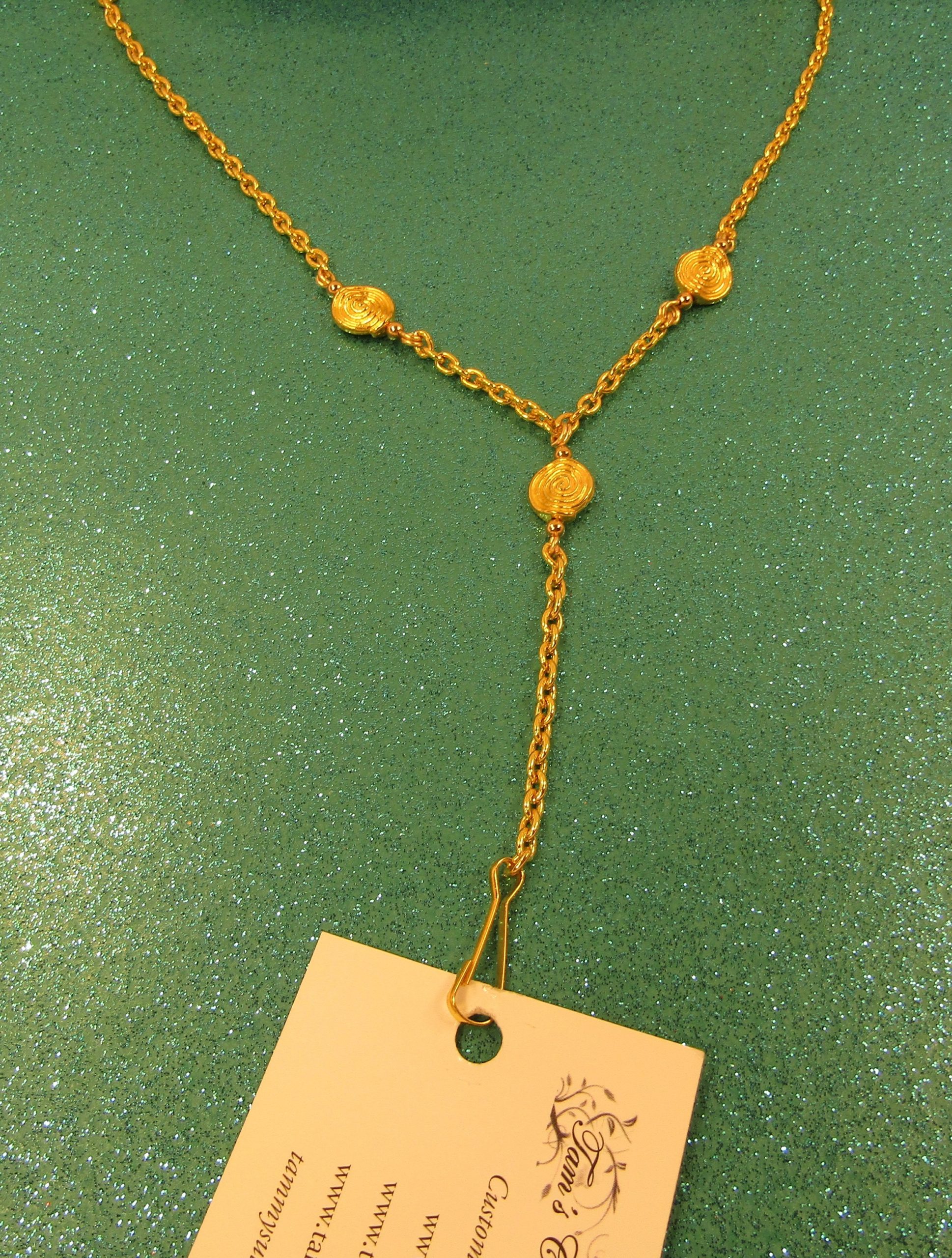Gold swirls and Gold Chain Badge Holder Necklace