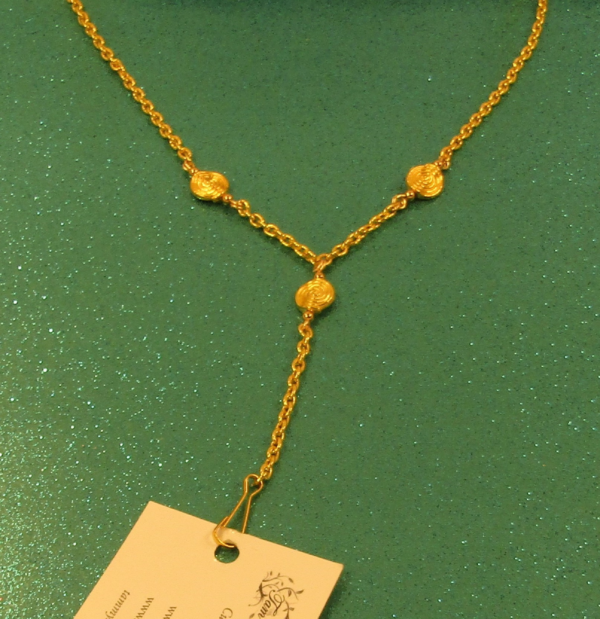 Gold swirls and Gold Chain Badge Holder Necklace